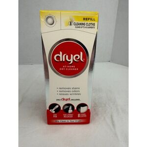New Dryel At-Home Dry Cleaner Refill Kit 8 Cloths Stain Pen Wrinkle Releaser